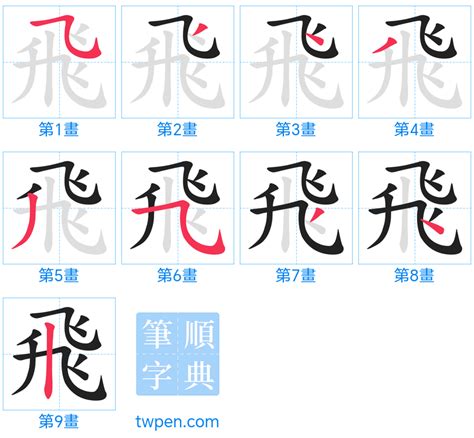 飛 筆畫|部首索引 [9畫/飛部+0畫/飛]